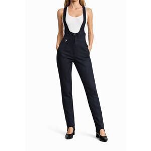 1980s Obermeyer Black Wool Stretch Ski Bib Overalls small 4